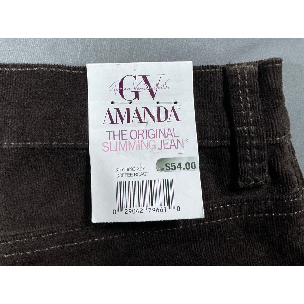 Gloria Vanderbilt Amanda Corduroy Slimming Jeans Brown Tapered Leg Womens 10 Avg - Picture 11 of 11